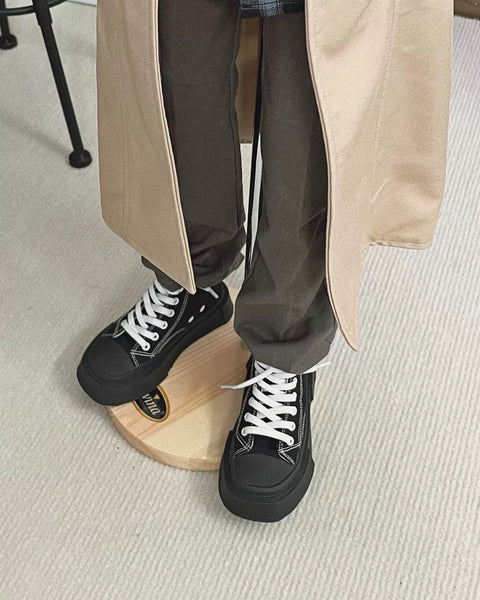 Blackkbbo - Square-Toe Canvas Shoes