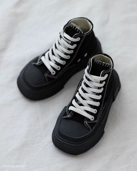 Blackkbbo - Square-Toe Canvas Shoes