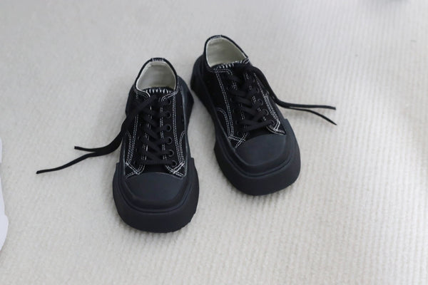 Blackkbbo - Square-Toe Canvas Shoes